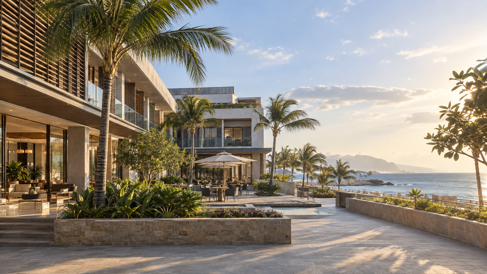 Hot humid coastal African hospitality architecture